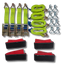 Recovery Ratchet HI-VISABILITY YELLOW Over wheel strap with Grip Sleeve x 4