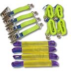 Vehicle Transporter Recovery Straps With Soft links x 4 Hi Visibility Yellow