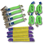 Vehicle Transporter Recovery Straps With Soft links x 4 Hi Visibility Green