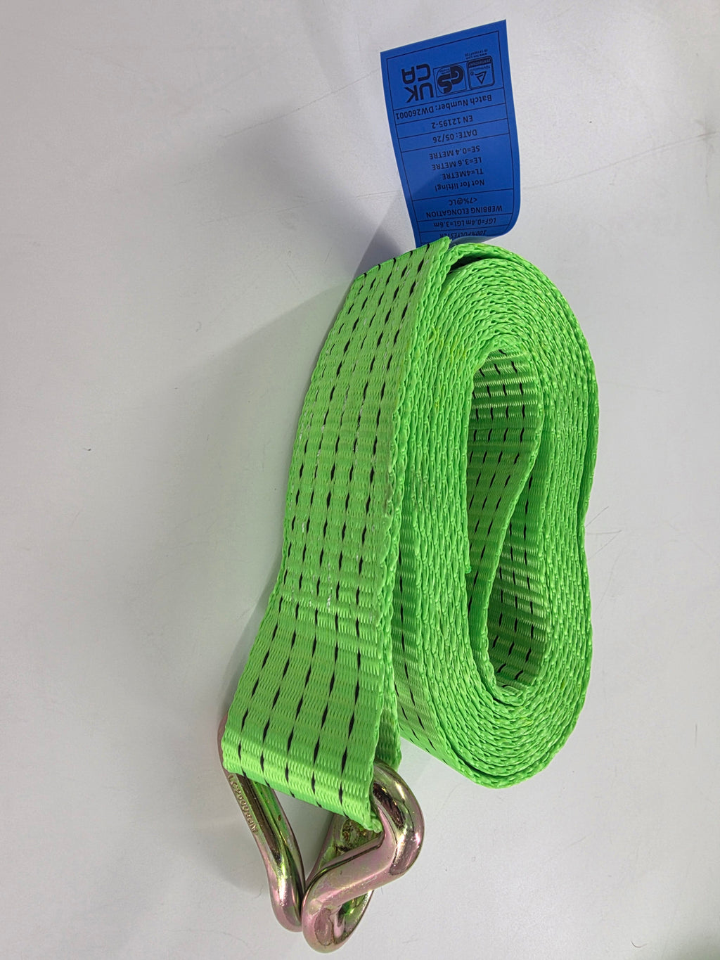 Vehicle Transporter Recovery Straps With Soft links x 4 Hi Visibility Green