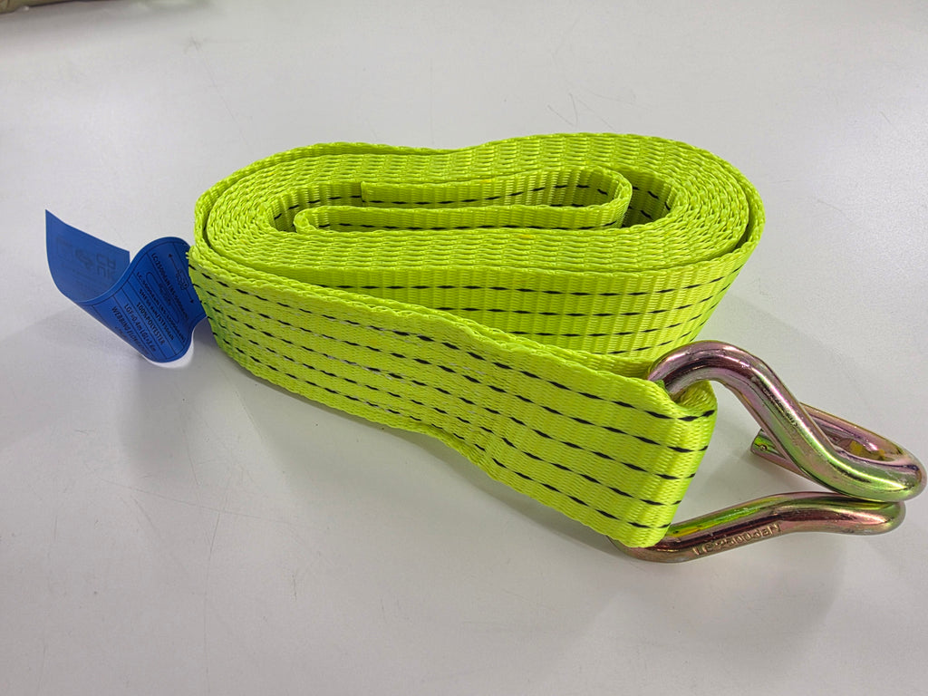 Vehicle Transporter Recovery Straps With Soft links x 4 Hi Visibility Yellow