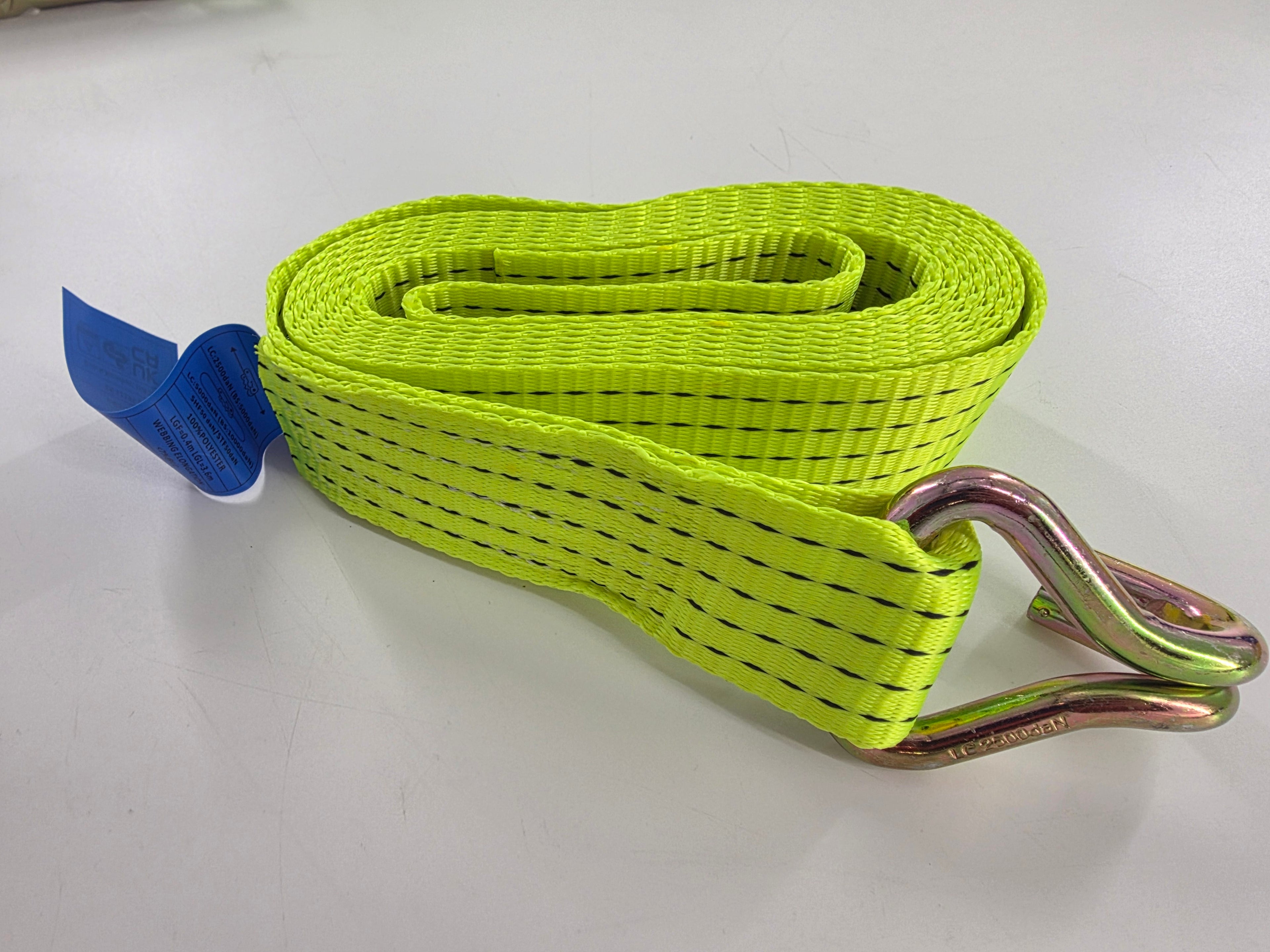 Vehicle Transporter Recovery Straps With Soft links x 4 Hi Visibility Yellow