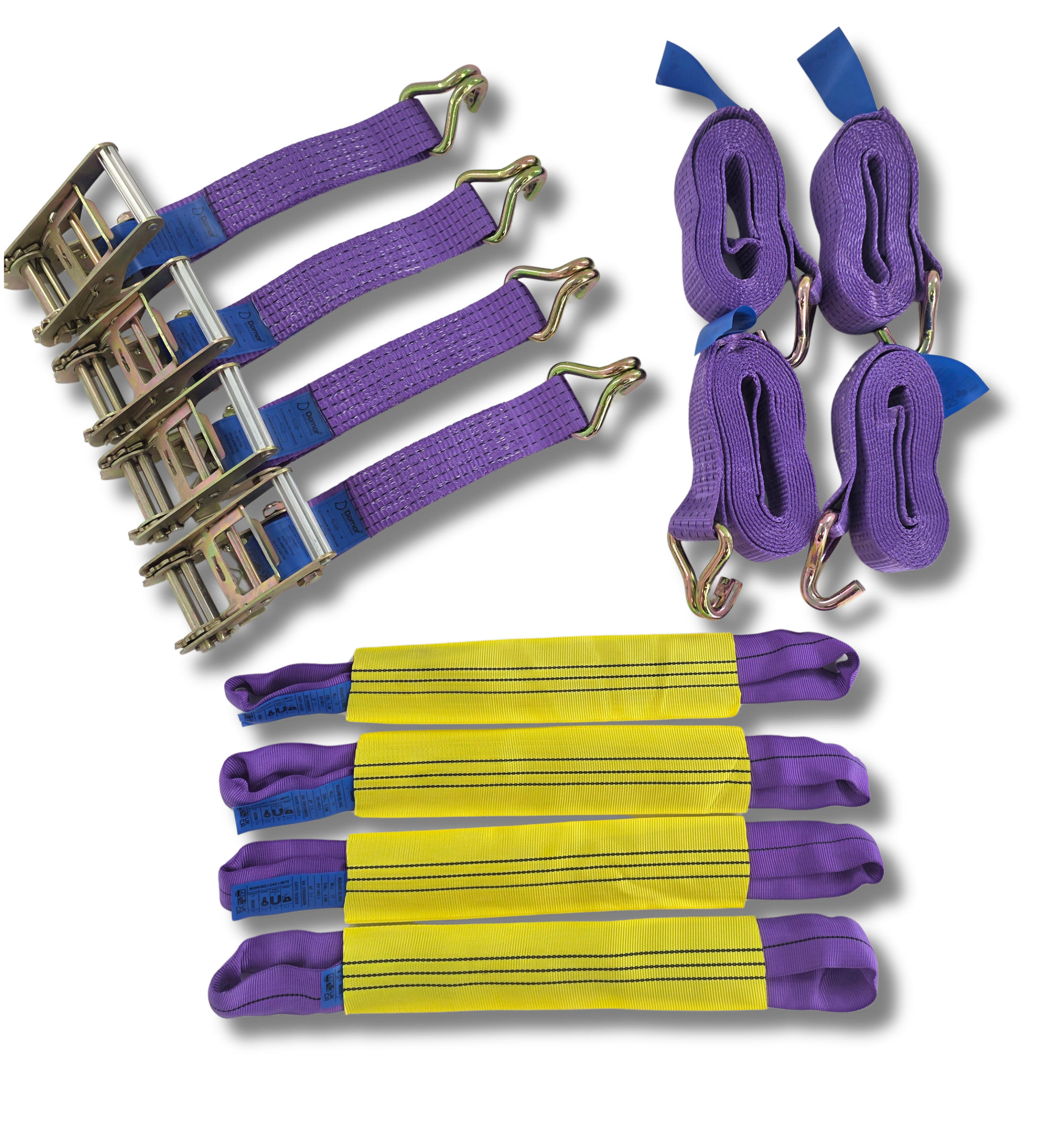 Vehicle Transporter Recovery Straps With Soft links x 4 Violet Main image