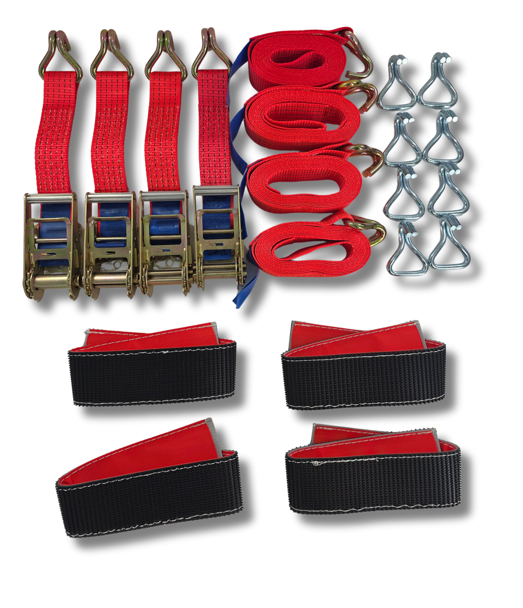 Recovery Ratchet RED Over wheel strap with Grip Sleeve x 4