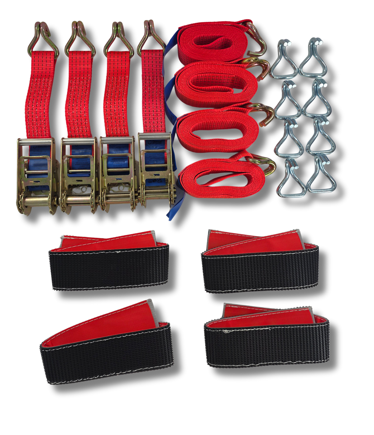 Recovery Ratchet RED Over wheel strap with Grip Sleeve x 4