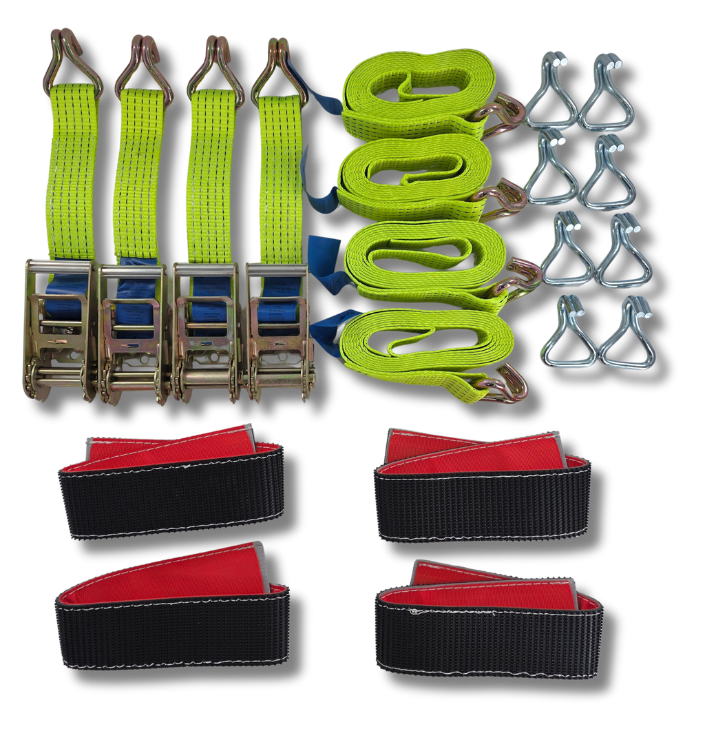 Recovery Ratchet HI-VISABILITY YELLOW Over wheel strap with Grip Sleeve x 4