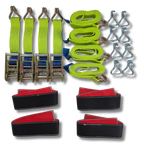 Recovery Ratchet HI-VISABILITY YELLOW Over wheel strap with Grip Sleeve x 4