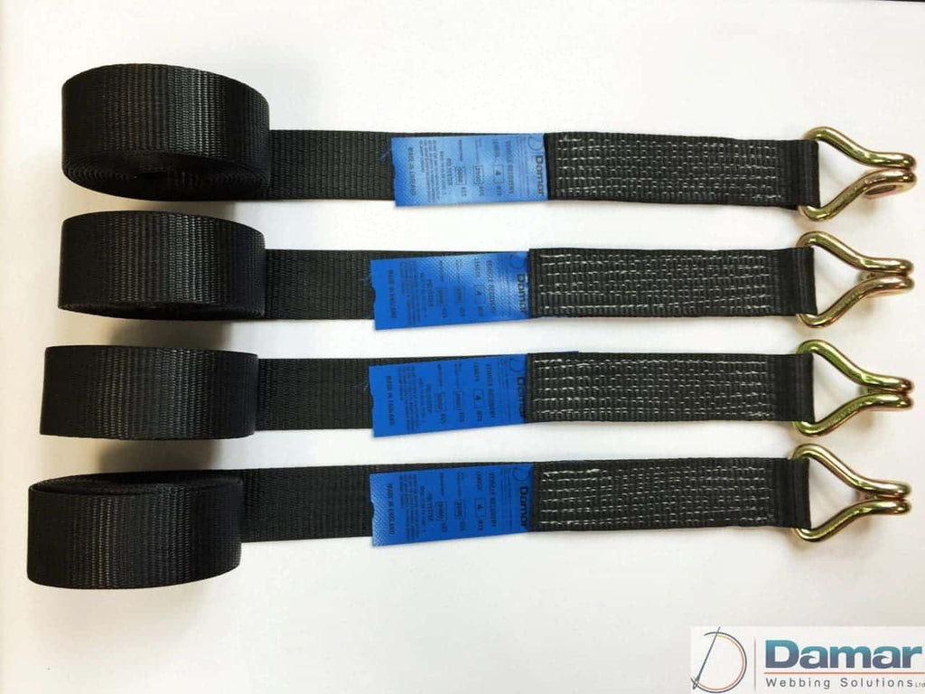 Vehicle Transporter Recovery Straps Black Small Pad x 4 - Damar Webbing Solutions Ltd