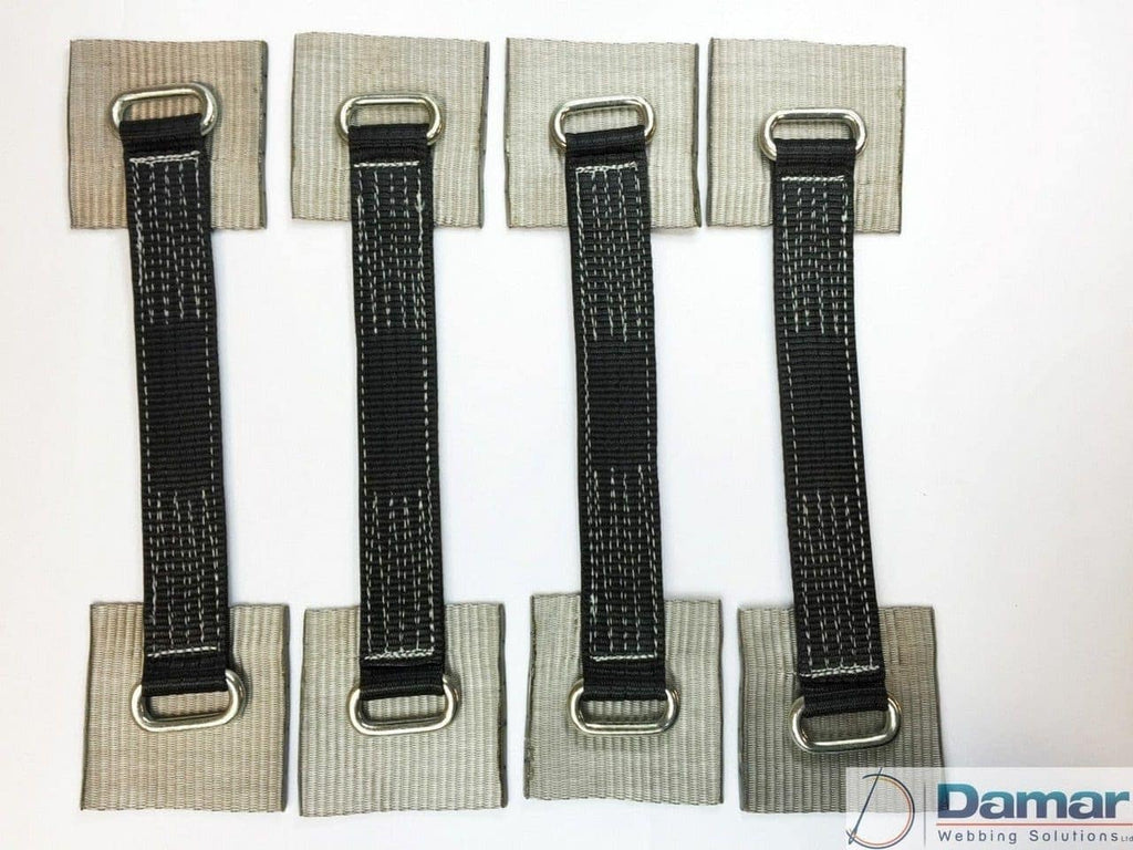 Vehicle Transporter Recovery Straps Black Small Pad x 4 - Damar Webbing Solutions Ltd