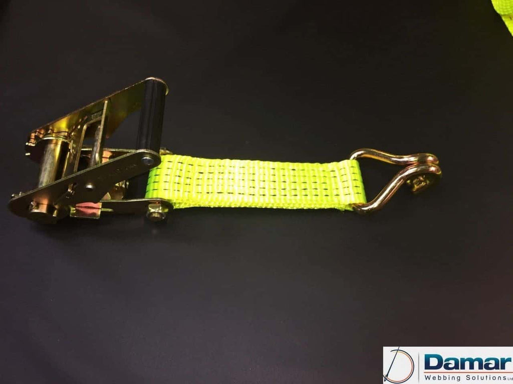 Vehicle Transporter Recovery Straps Hi Viz Yellow Small Pad x 4 - Damar Webbing Solutions Ltd