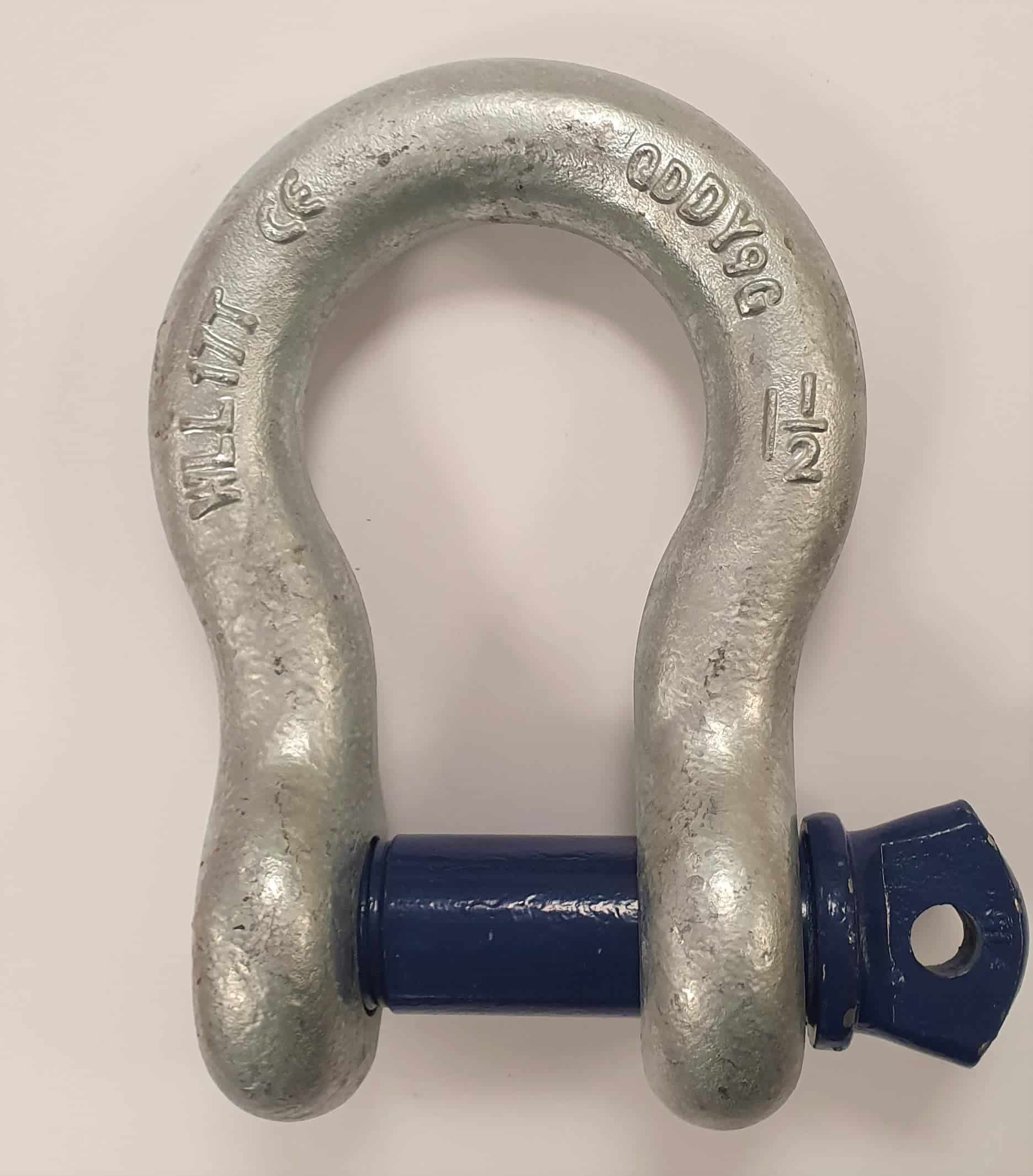 Bow shackle Galvanised 17ton - screw pin / tested - Damar Webbing Solutions Ltd Main image