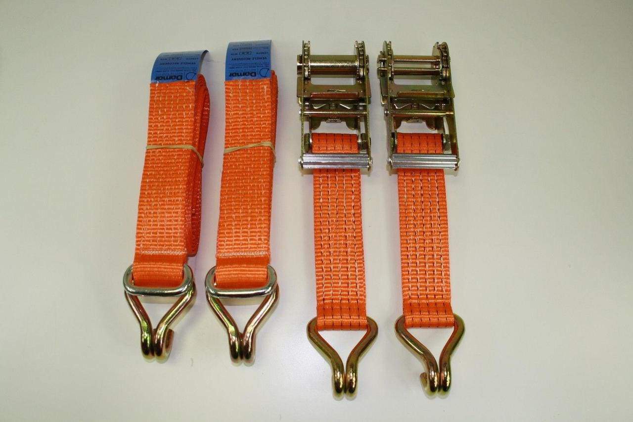 2 X UNIVERSAL RECOVERY RATCHET STRAPS TRAILER 5TON - Damar Webbing Solutions Ltd Main image