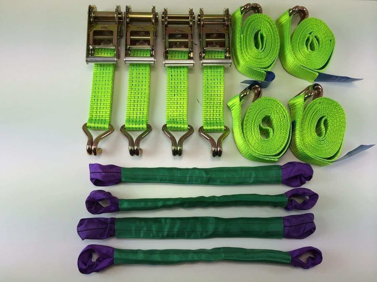 Recovery Ratchet ! HI-VIZABILITY GREEN ! Alloy Wheel Safety Straps Trailer 5ton - Damar Webbing Solutions Ltd Main image