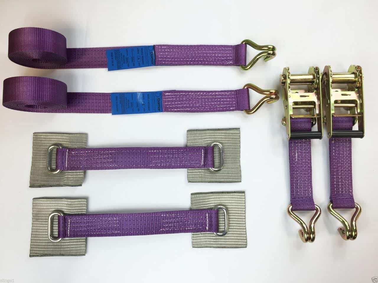 2 x 4mtr recovery alloy wheel ratchet transporter trailer straps strop Purple - Damar Webbing Solutions Ltd Main image