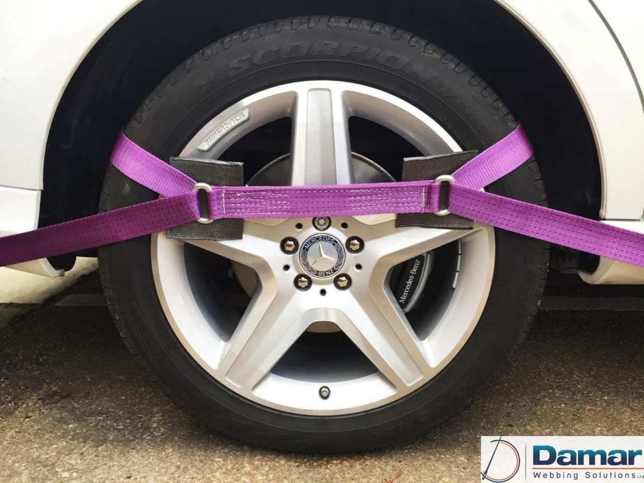 2 x 4mtr recovery alloy wheel ratchet transporter trailer straps strop Purple Secondary image