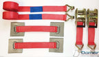 2 x 4mtr recovery alloy wheel ratchet transporter trailer straps strop red - Damar Webbing Solutions Ltd