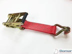 2 x 4mtr recovery alloy wheel ratchet transporter trailer straps strop red - Damar Webbing Solutions Ltd
