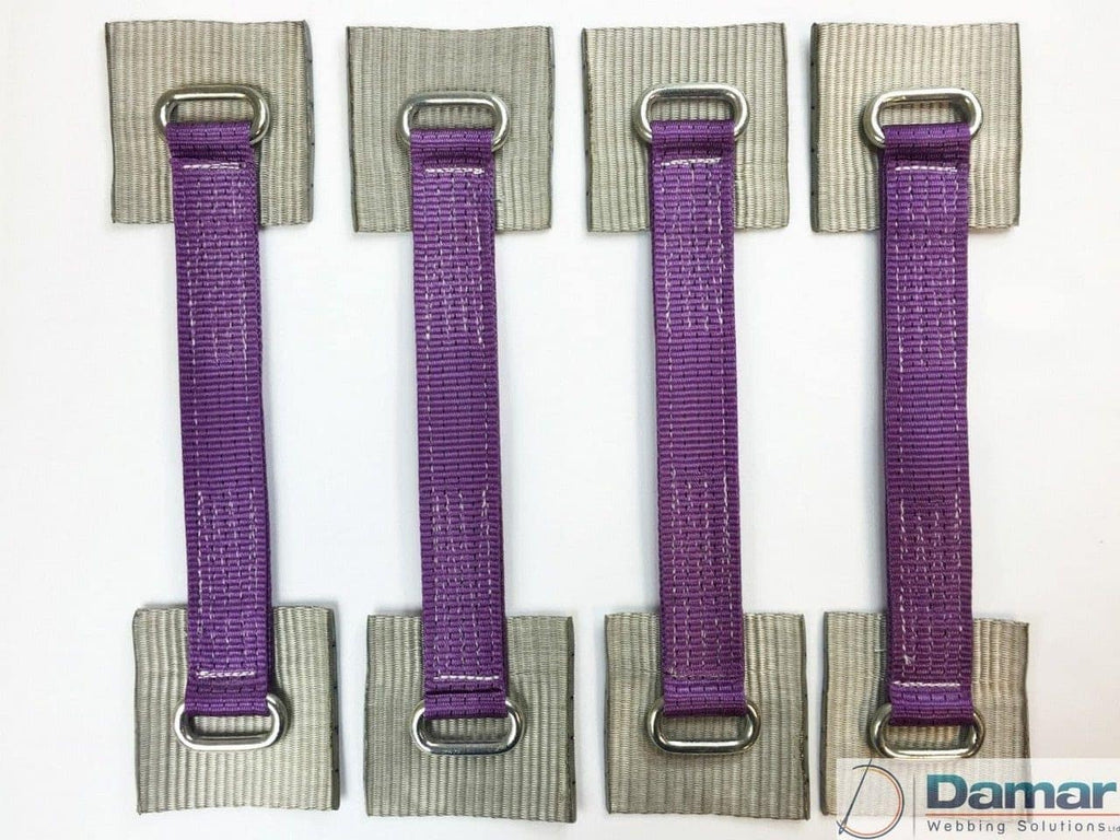 Vehicle Transporter Recovery Straps Violet small Pad x 4 - Damar Webbing Solutions Ltd