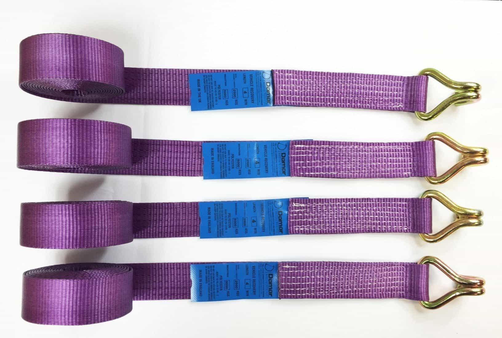 Vehicle Transporter Recovery Straps Violet soft links x 4 Secondary image