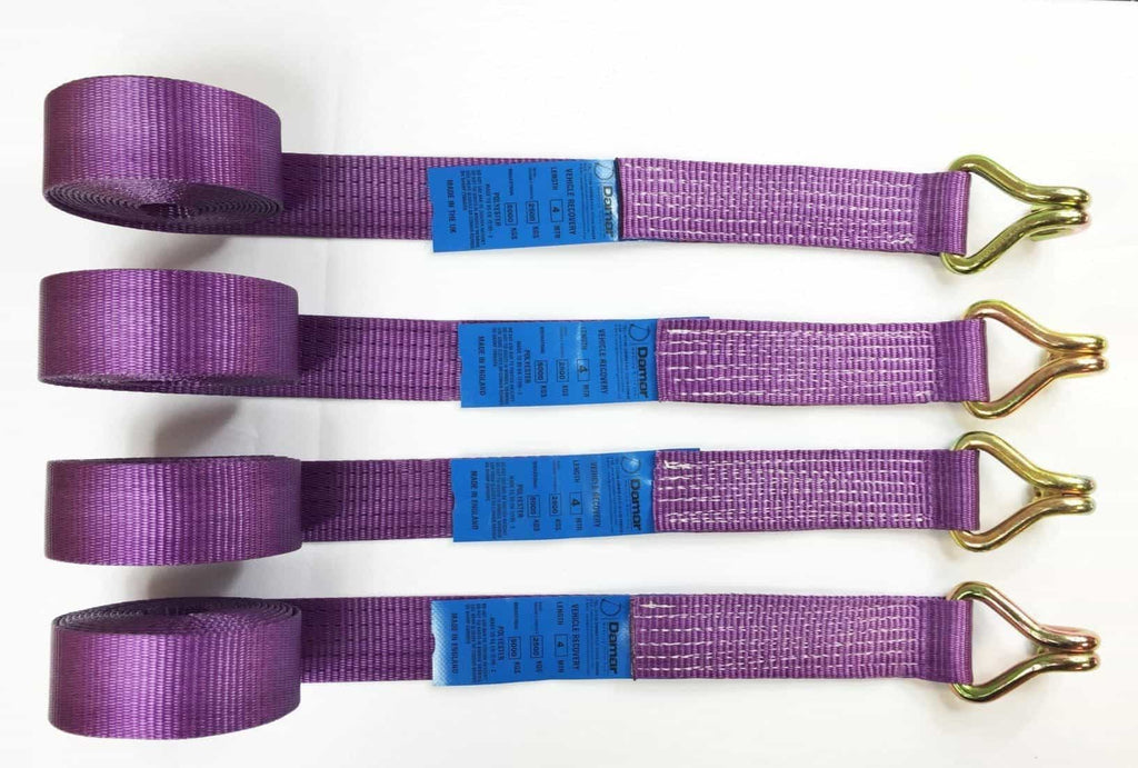 Vehicle Transporter Recovery Straps Violet soft links x 4 - Damar Webbing Solutions Ltd