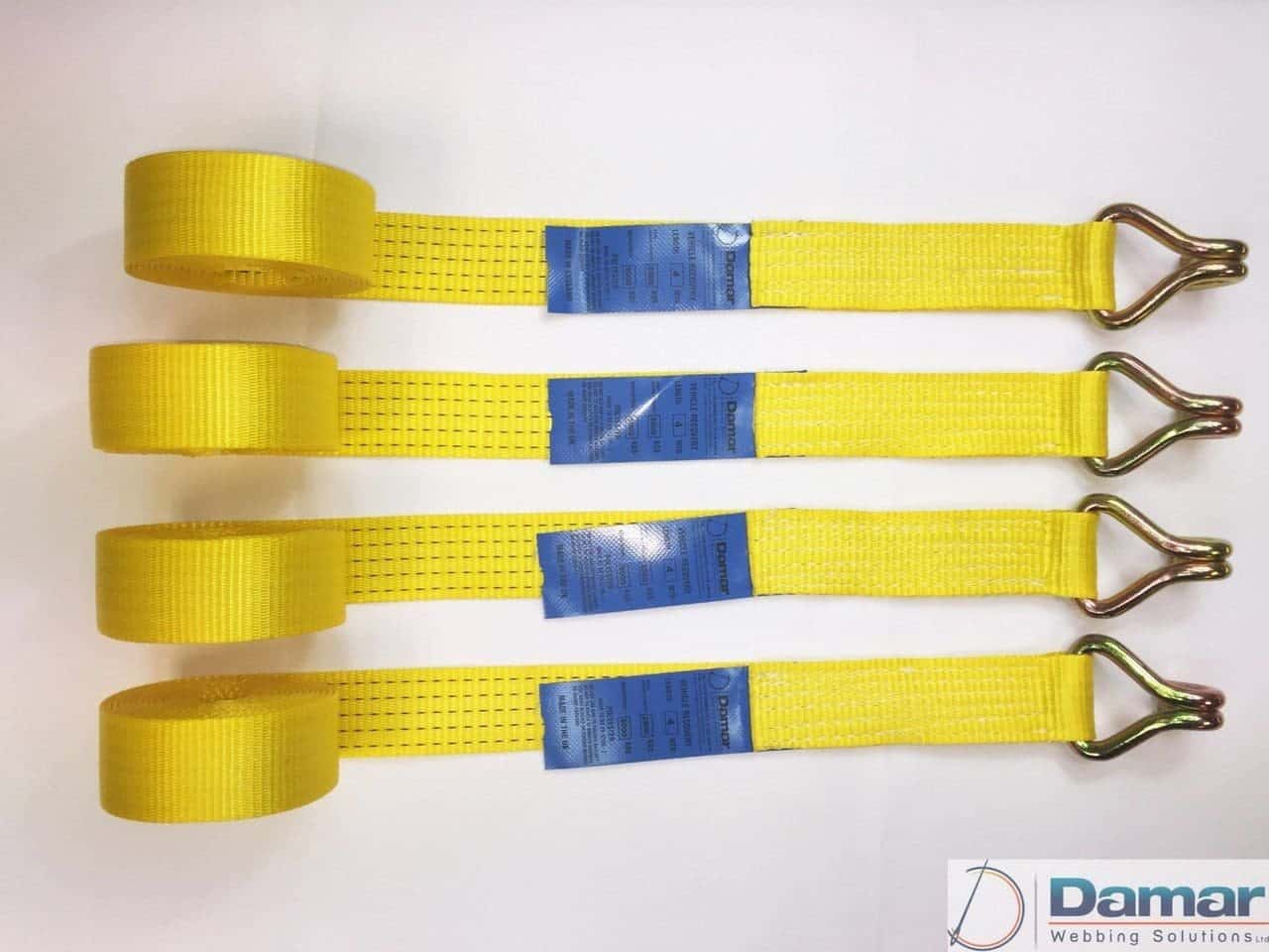 Vehicle Transporter Recovery Straps Yellow Big Pads x 4 Secondary image