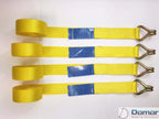 Vehicle Transporter Recovery Straps Yellow Big Pads x 4 - Damar Webbing Solutions Ltd